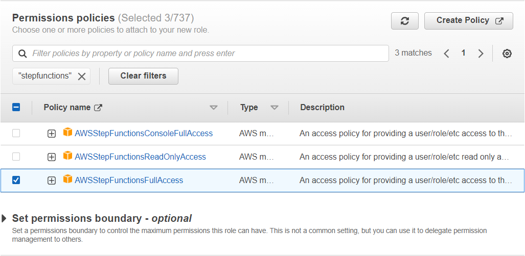 Step Functions Permissions