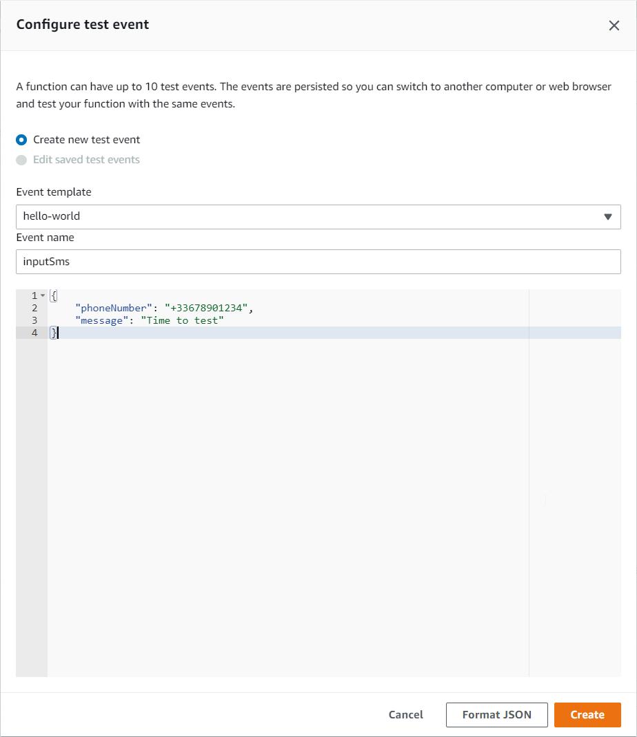 Configure Test Event